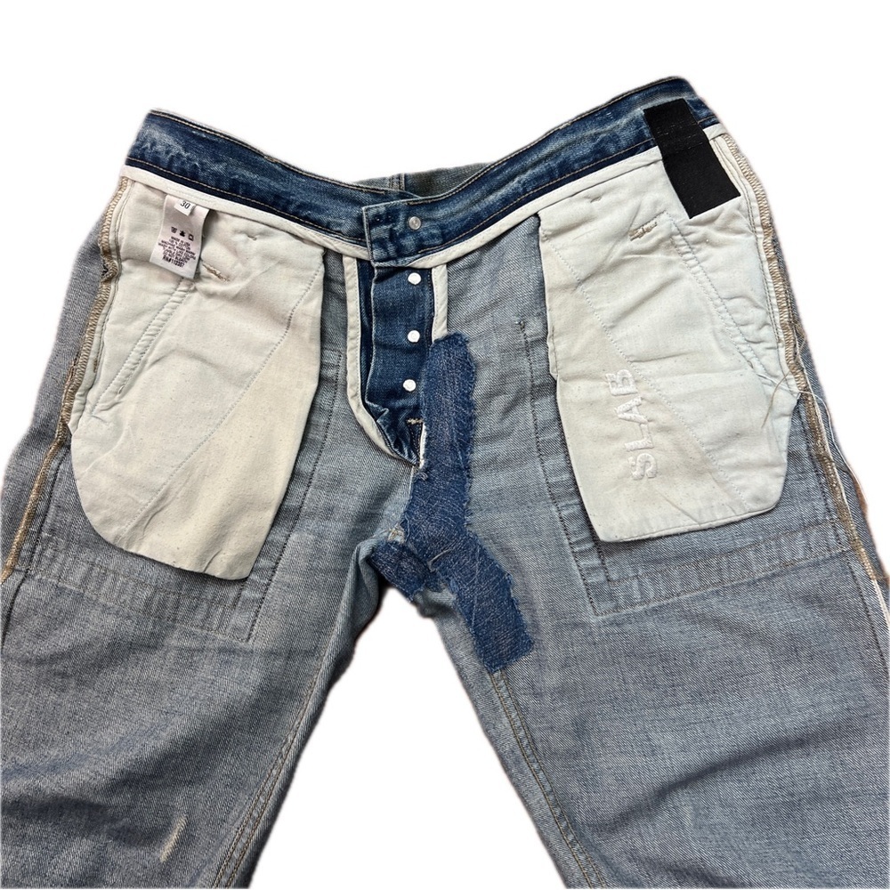 Waxed Oiled Rick Owens SLAB Denim Mud Distressed Washed Pocket Flare Cargo Jeans - Picture 6 of 16